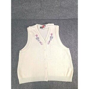 NWT Vintage S.G. Sport 90's Floral Button Up Sweater Vest Womans Size XL USA